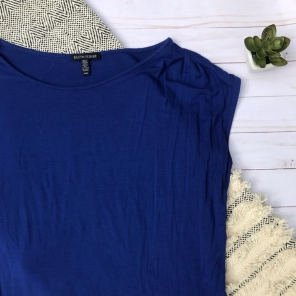 Eileen Fisher Dolman Sleeve Royal Blue Top Size M